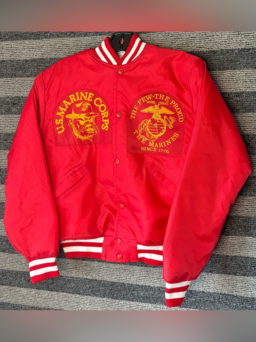 Vintage 80’s Red United States Marine Corps Bomber Jacket Men’s Small EUC